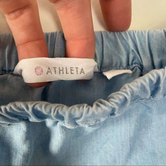 Athleta Chambray Blue Off the Shoulder Embroidered Dress Cover Up Size Small - Picture 6 of 8